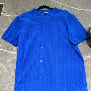 Men's Blue Short Sleeve Shirt